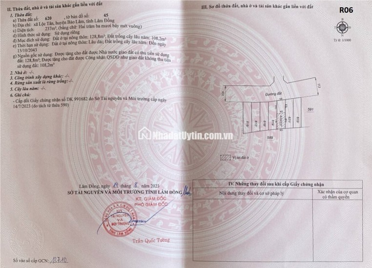 Tôi chính chủ cần bán 1 lô đất mặt tiền đường nhựa 2 làn (28m) Lộc Tân giá hơn 3 tỷ có thương lượng